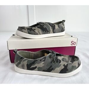 SO Edenn Women's 6.5 Camo Slip On Sneakers Moc Toe Comfort Canvas Shoes